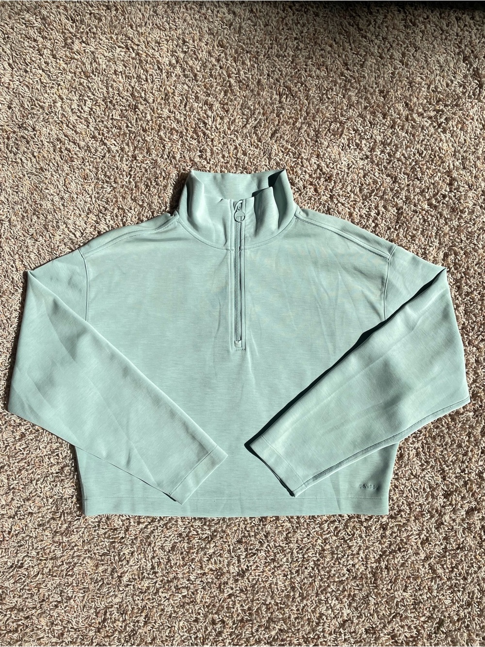 PrAna Cropped Half-Zip Sweater Mint Women Size L Fall Super Soft Active Outdoor